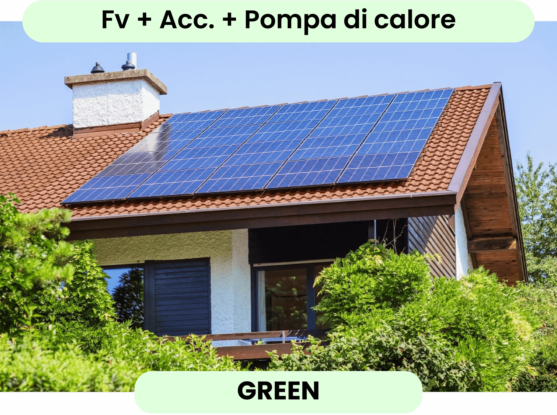 Soluzione Green ossia fotovoltaico + accumulo + pompa di calore